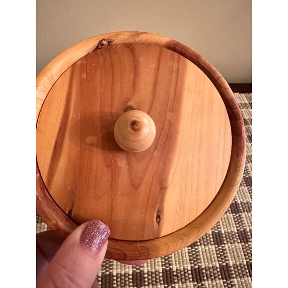 Vintage Handcrafted Wooden Storage Jar With Lid By Rossie Dezern - Picture 4 of 13